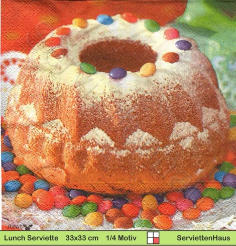 Gugelhupf mit Smarties - 1 Lunch Serviette